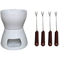 CUHAWUDBA Juego de fondue de cerámica para chocolate con tenedores y velas de té de porcelana